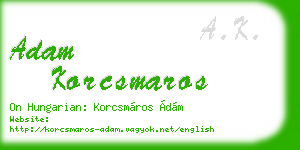 adam korcsmaros business card